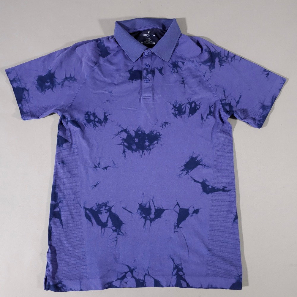 Fabletics Polo Shirt Mens Medium Purple Tie Dye Short Sleeve Athletic Top